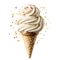 Vanilla ice cream cone with sprinkles on transparent background png