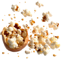 Popcorn explosion from broken husk on transparent background png