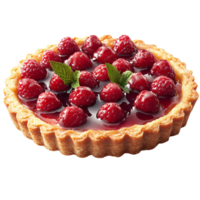 Fresh Raspberry Tartlet with Glossy Glaze on Transparent Background png