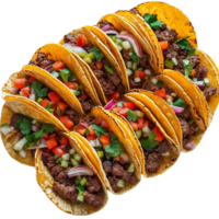 Delicious ground beef tacos with pico de gallo, isolated on transparent background png