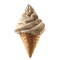 efreshing Vanilla Soft Serve Ice Cream Cone Isolated on Transparent Background png
