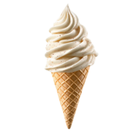 Vanilla soft serve ice cream cone on transparent background png