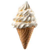 Creamy Vanilla Soft Serve Ice Cream Cone Isolated on Transparent Background png