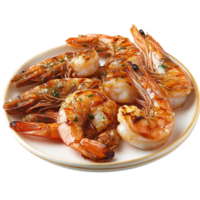 Grilled shrimp plate on transparent background png