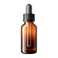 Stylish Amber Glass Bottle with Dropper on Transparent Background png