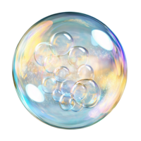Bubbles cluster inside a large sphere on transparent background png