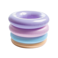 Pastel inflatable ring floats stack on transparent background png