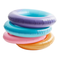colorful inflatable pool rings stack isolated on white background png