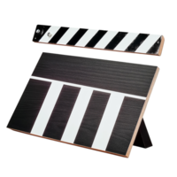 Black and white clapperboard movie prop isolated on transparent background png