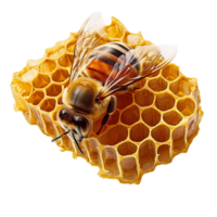 Honeybee on honeycomb on Transparent Background png