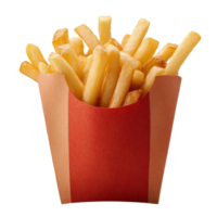 Tasty French Fries in Red Paper Carton on Transparent Background png