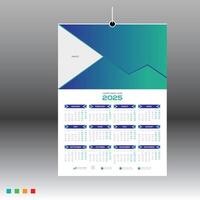 2025 wall calendar with four color work vector