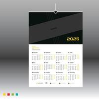 wall calendar with black and yellow color vector