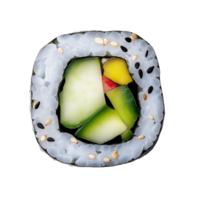 Vegetarian sushi roll with cucumber and mango on Transparent Background png
