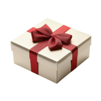 Cream gift box with red bow isolated on transparent background png