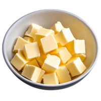 Cubed butter in bowl isolated on transparent background png