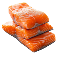 Salmon fillet stack isolated Rustic Wooden Cutting Board with Oyster Mushrooms Isolated on Transparent Background png