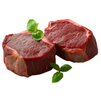 Raw beef steaks with basil Rustic Wooden Cutting Board with Oyster Mushrooms Isolated on Transparent Background png