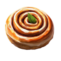 Cinnamon roll pastry with icing Oyster mushrooms cluster on transparent background png