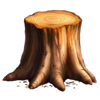 Tree stump with roots on transparent background png