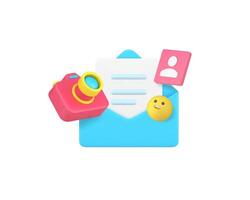 Media data image letter send message content management 3d icon realistic illustration vector