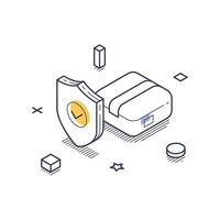 Delivery service icon in isometric line art style depicting secure package handling vector