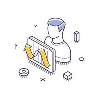 Innovative business solution depicted in isometric line art design for modern enterprises vector