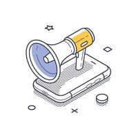 Isometric social media icon design featuring a user and messaging elements vector