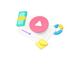 Blog vlog making money via internet content advertising 3d icon realistic illustration vector