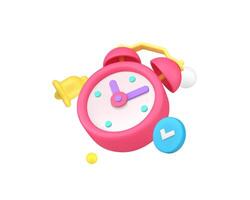 Alarm clock ringing with check mark deadline time management 3d icon realistic illustration vector