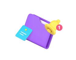 Incoming new important file document deadline reminder 3d icon realistic vector