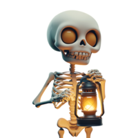 Skeleton holding a lantern on a transparent background png