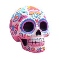 Sugar skull with colorful designs on it png