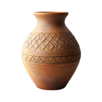 A clay vase with geometric designs on it png