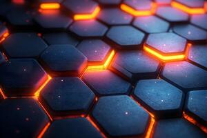 Abstract Futuristic Hexagonal Pattern with Glowing Edges for Digital Design photo