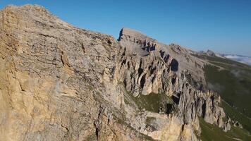 Stunning aerial view of the rugged Lykoran Ridge with its steep, vertical walls video