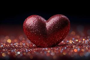Glittering Red Heart Decoration for Valentine's Day and Romantic Occasions photo