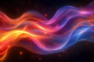 Dynamic Abstract Wave of Colorful Light Streaks and Glowing Particles photo