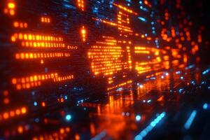 Digital Data Stream with Illuminated Code for Technology Design Background photo