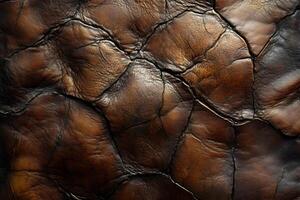 Close-Up Texture of Brown Leather for Design and Craft Projects photo