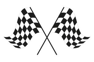 Crossed checkered racing flags isolated on white background. Symbol of finish line, motorsport competition, and speed vector