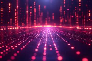 Futuristic Digital Data Grid Network with Glowing Red Lights for Tech Background photo