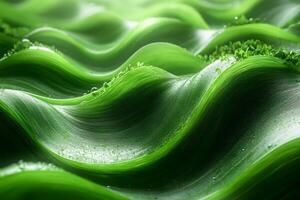 Serene Wave-Like Green Leaf Patterns with Dew Droplets for Nature Design photo
