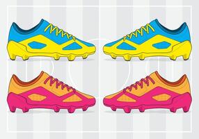 Neon color football shoes left and right angle vector