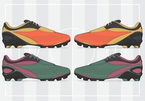Two color combination of soccer cleats shoes vector