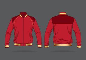 Red Colored Jacket design template front and back view vector