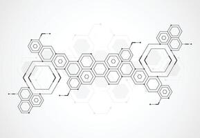 Abstract hexagonal molecular structures in technology background and science style vector