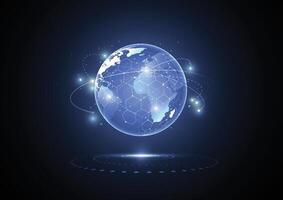 Abstract technology global network connection. World map point and line composition concept of global business vector