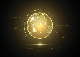 Abstract global network connection on gold background vector