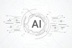 Abstract artificial intelligence circuit line design. Machine learning. Smart network digital technology vector
